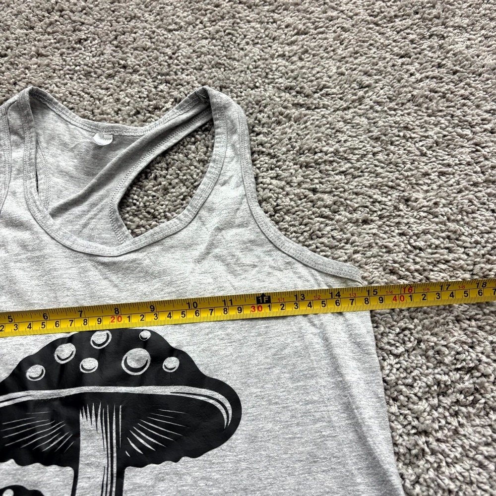 West Loop Womens Medium Gray Mushroom Graphic Tank Top Racerback Boho Festival - Picture 5 of 6
